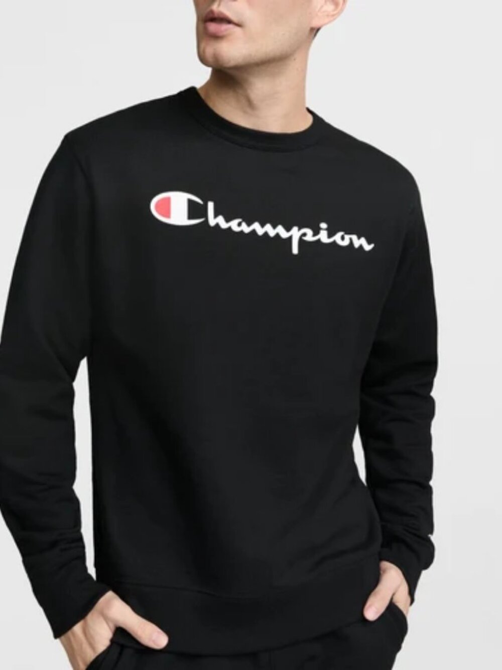 Champion Powerblend Crewneck Sweatshirt Script Logo Black XL